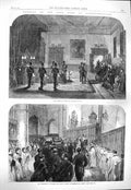 Old Antique Print 1865 Lying State Alnwick Castle Westminster Abbey Percy 19th