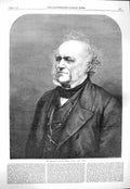 Original Old Antique Print 1865 Portrait Sir Charles Lye 19th Century