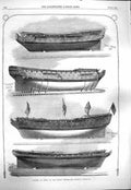 Original Old Antique Print 1865 Models Ships South Kensington Museum George 19th