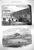 Original Old Antique Print 1865 War America Fort Lafayette New York Elmi 19th