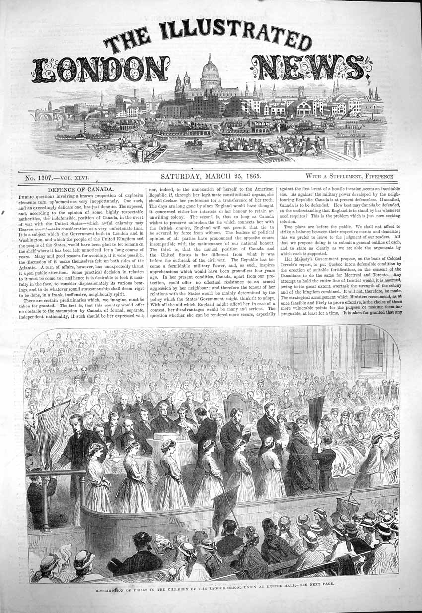Antique Old Print *3945 1865 Prizes Children Ragged School Union Exeter Hall