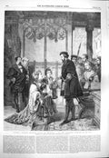 Original Old Antique Print 1865 Philippa Welseren Imploring Pardon Ferdinand