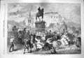 Original Old Antique Print 1865 London Street Scene Windy Storm 19th