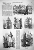 Original Old Antique Print 1865 Frankfort-On-The-Main Market Eschenheimer Juden