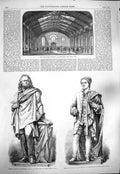 Original Old Antique Print 1865 Corn Exchange Basingstoke Statue Wilson Ramsay