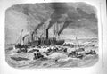 Original Old Antique Print 1865 Scene River Thames Ships Boats London Fine Art