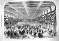 Original Old Antique Print 1865 President Lincoln Hall Patent Office Was 19th