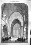 Original Old Antique Print 1865 Opening New English Protestant Church Naple 19th