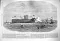 Original Old Antique Print 1865 Iron-Clad Ships Agincourt Birkenhead Undocking