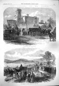 Original Old Antique Print 1865 Funeral Cobden Dunford House Cocking Lavington
