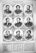 Old Antique Print 1865 Oxford Boat Race Crew Raikes Morrison Brown Wood 19th