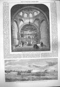 Antique Old Print *3946 1865 Chapel Russian Embassy Welbeck Fort Sandy Hook