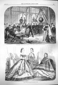 Original Old Antique Print 1865 Paris Fashion Artillerymen Gun-Carriages Dublin