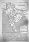 Original Old Antique Print 1865 Map India Railways Ceylon Cabool Afgh Victorian