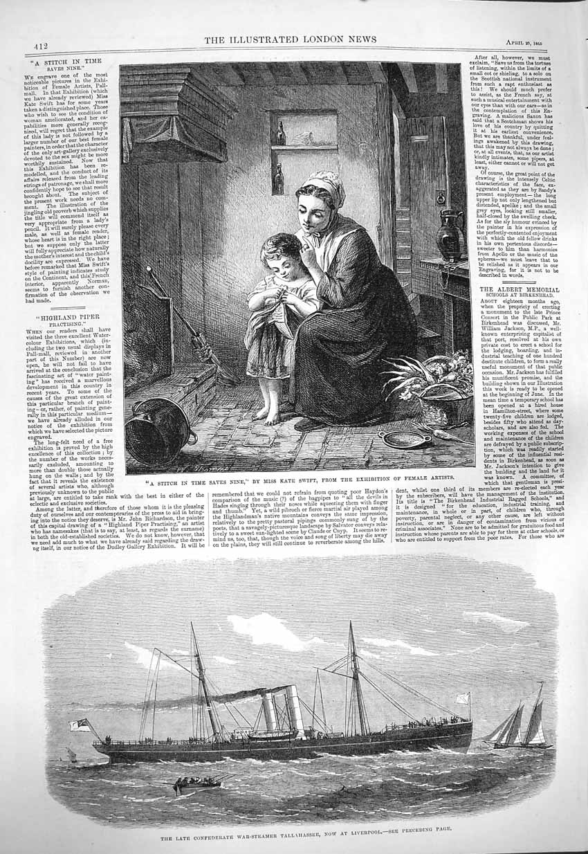 Original Old Antique Print 1865 Confederate War Steamer Tallahassee Liverpo 19th