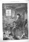Original Old Antique Print 1865 Highland Piper Music Man Richardson Fine Art