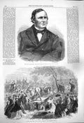 Original Old Antique Print 1865 Hugh M'Culloch Finance Minister Midhurst 19th