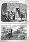 Old Antique Print 1865 Dublin International Exhibition Pavilion Gardens 19th