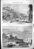 Original Old Antique Print 1865 Mourning Broadway New York Lincoln Czarewitch