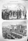 Original Old Antique Print 1865 Burgoyne Tower London Keys Washington Lincoln