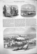 Old Antique Print 1865 Richmond Virgina Davis Fort Powhattan James River 19th