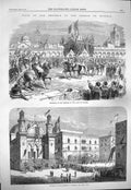 Original Old Antique Print 1865 Emperor French Algeria Reception Quay Residence