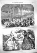 Original Old Antique Print 1865 Prince Wales Mary'S Hospital Paddington Fashion