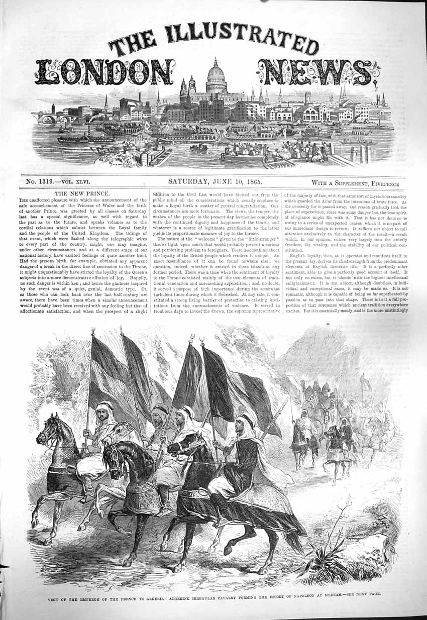 Old Antique Print 1865 Emperor French Algeria Algerine Irregular Cavalry 19th