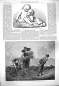 Original Old Antique Print 1865 Violet Henry Marble Group Gleaners Agriculture