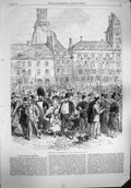Original Old Antique Print 1865 English Excursionists Calais France Holidays