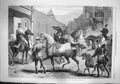 Original Old Antique Print 1865 Arrivals Horse Show Agricultural Show Islington