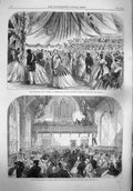 Old Antique Print 1865 Ball Ship Victory Portsmouth Masonic Institution 19th