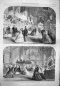 Original Old Antique Print 1865 Art Exhibition Alton Towers Wedgwood Victorian