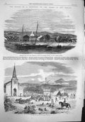Original Old Antique Print 1865 Murder New Zealand Volkner Ship Eclipse Levy