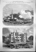 Original Old Antique Print 1865 Prince Wales Plymouth Barnpool Mount Edgcumbe