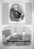 Original Old Antique Print 1865 Isaac Taylor Ship Screw Steamer Rhahini Panama