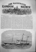 Original Old Antique Print 1865 Royal Yacht Alberta Queen Ship Nore River 19th