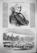 Old Antique Print 1865 Hooker Royal Gardens Kew Festival Springfield Park 19th