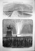 Old Antique Print 1865 Fireworks Herbour Cherbourg Sculling Kelley Cooper 19th