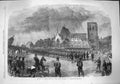 Original Old Antique Print 1865 Review French Troops Place Napoleon Cherbourg