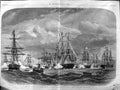 Old Antique Print 1865 British Ships Harbour Saluting Emperor'S Fete Day 19th