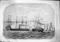 Original Old Antique Print 1865 Naval Fetival Portsmouth Hortense Osborne Ships