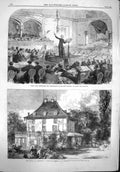 Original Old Antique Print 1865 Franz Liszt Oratorio Pesth Chateau Are Victorian