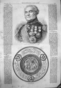 Original Old Antique Print 1865 General Sir George Brown Doncaster Cup Prize