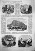 Original Old Antique Print 1865 Priory Church Malvern Wytch Wrekin Severn Field