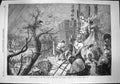 Original Old Antique Print 1865 Building New Castle Tyne 1080 Men Working Scott