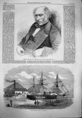 Original Old Antique Print 1865 Professor Phillips Ship H.M.S. Leopard S 19th