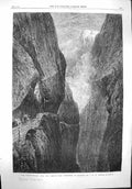 Original Old Antique Print 1865 Devil'S Mountain Teufelsbrucke Fine Art Farnley