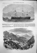 Original Old Antique Print 1865 Spanish Ship Numancia Callao War Bhootan Dooars