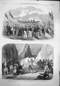 Original Old Antique Print 1865 Bishop Chichester Hayling Life-Boat Theatre 19th